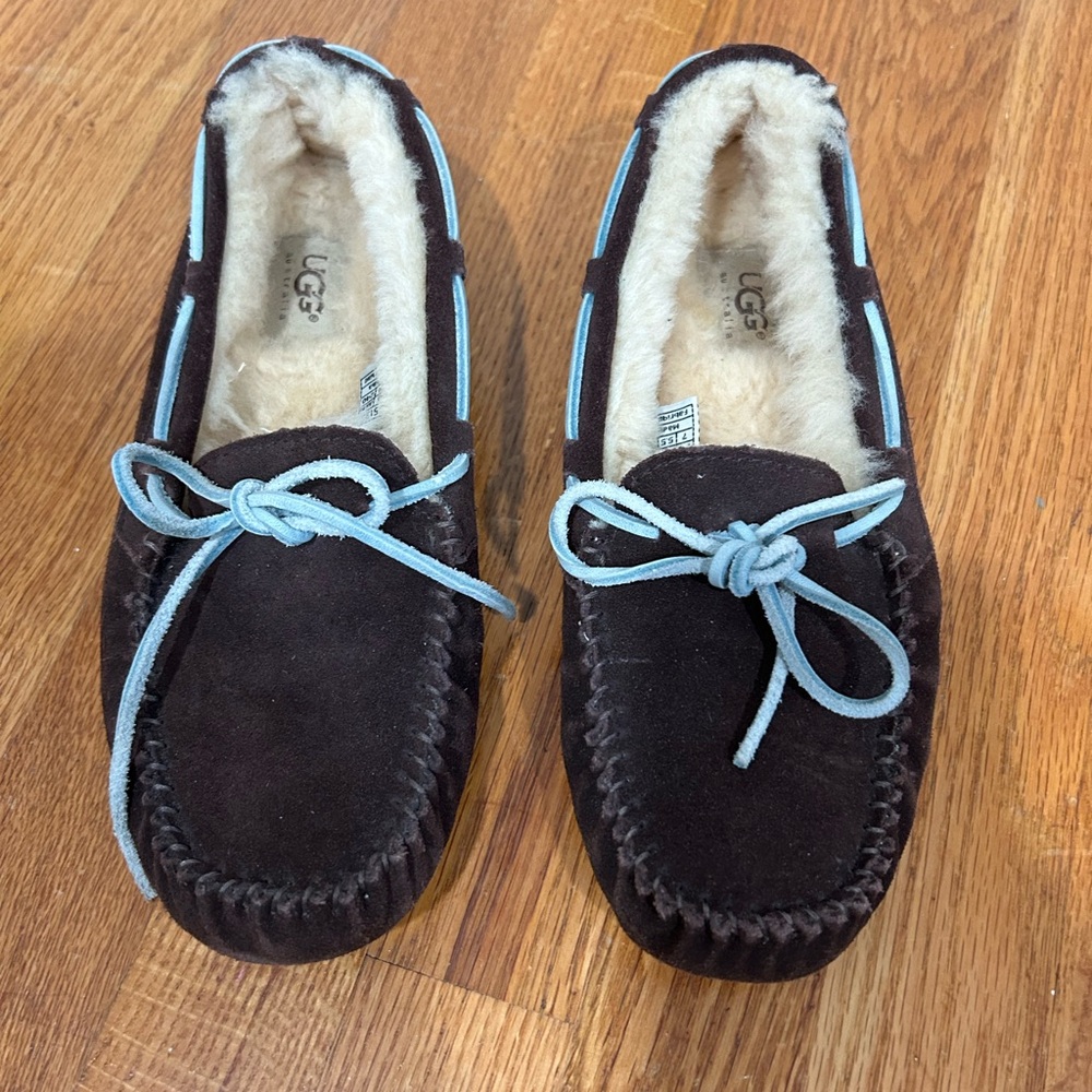 SALE! UGG Australia Dakota Leather /Suede Genuine Sheepskin Fur Slip On Moccasin